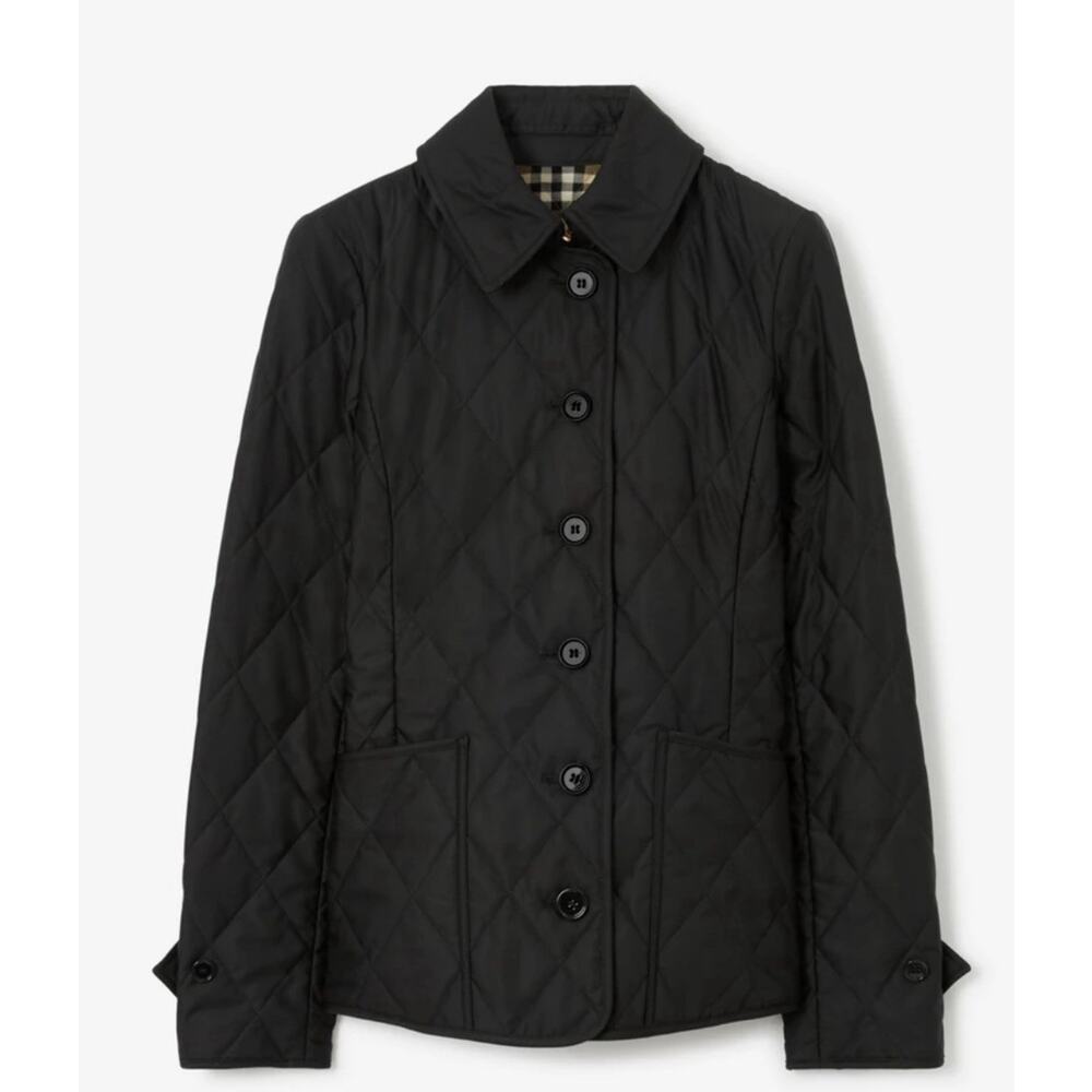 Burberry Fernleigh Women's Midnight Blue Diamond Quilted Jacket Size S